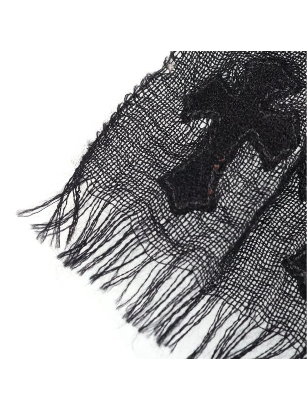 Chrome Hearts CH Cross Patch Cashmere Silk Mixed Scarf Shawl Black